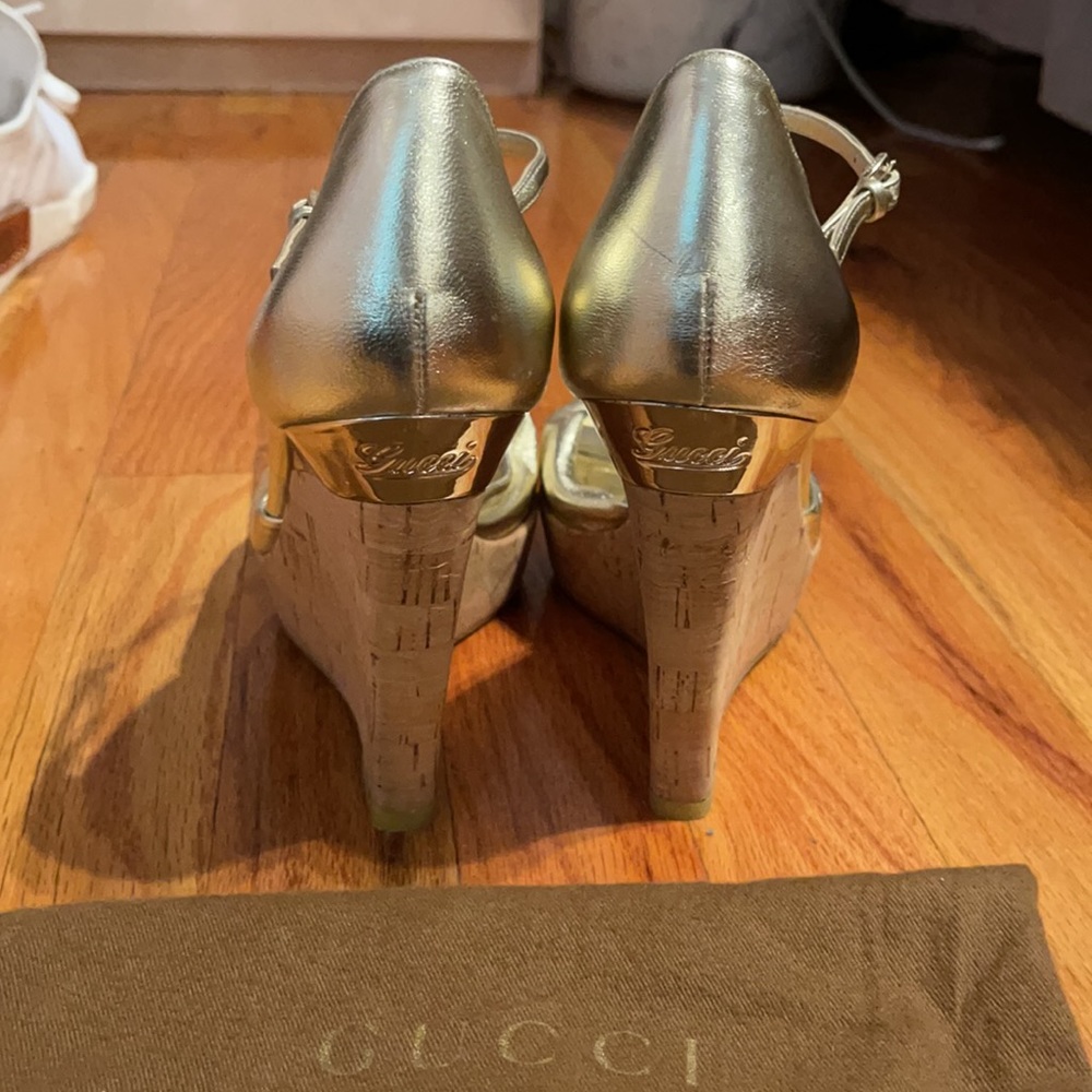 Gucci Gold Metallic Platform Wedge!Greatcondition! - image 3